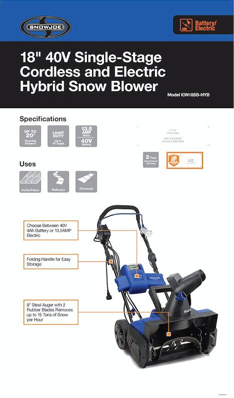 Ultra Single-Stage Electric Snow Blower
